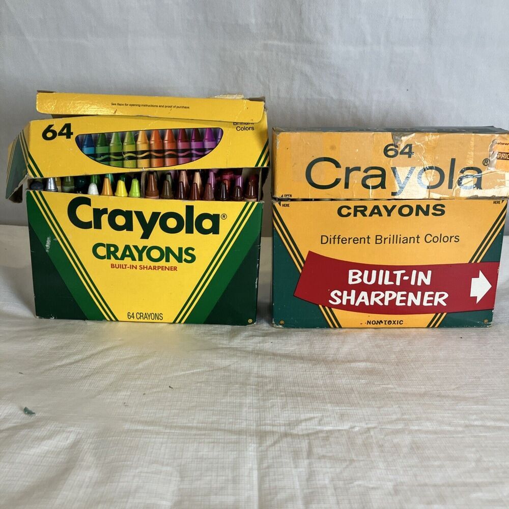 X2 Vtg Crayola Crayon Box Binney & Smith Crayons Retired Colors‎ Incomplete